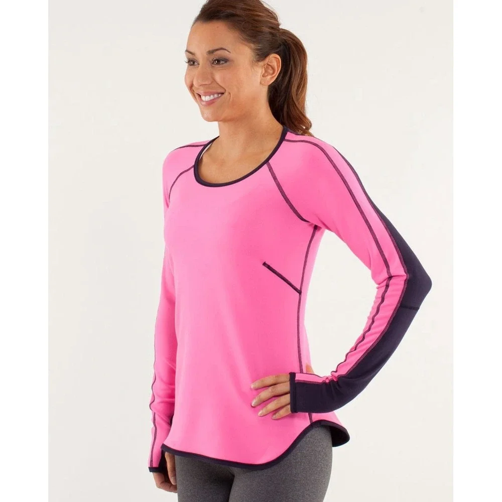 Lululemon Womens Runder Under Reversible Long Sleeve Shirt Size 4/6 RULU‎